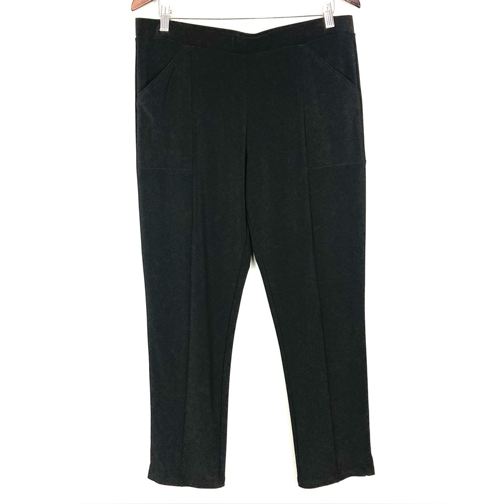 Sympli Fluid Knit Pocket Pants Women’s Size 12 Pull On Stretch Tapered Black